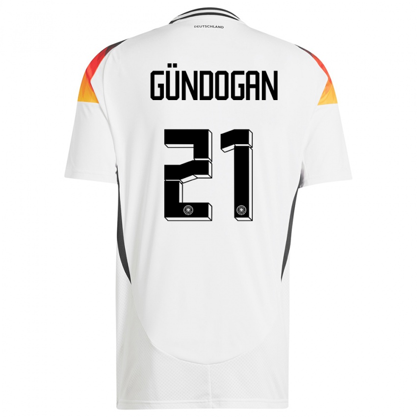 Hombre Camiseta Alemania Ilkay Gundogan #21 Blanco 1ª Equipación 24-26 La Camisa Perú