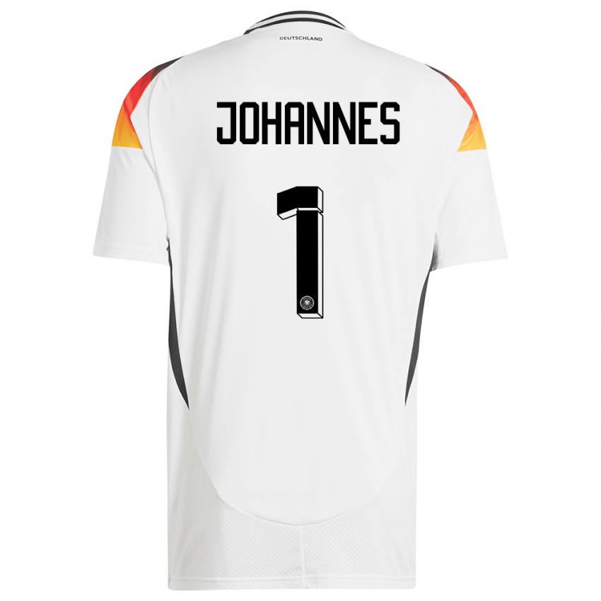 Hombre Camiseta Alemania Stina Johannes #1 Blanco 1ª Equipación 24-26 La Camisa Perú