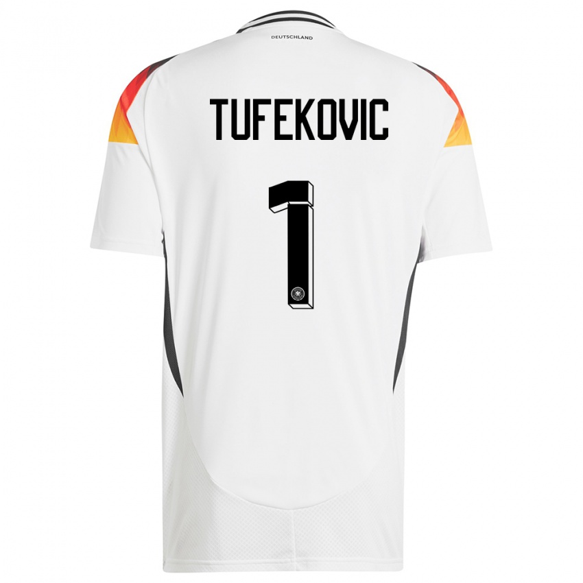 Hombre Camiseta Alemania Martina Tufekovic #1 Blanco 1ª Equipación 24-26 La Camisa Perú