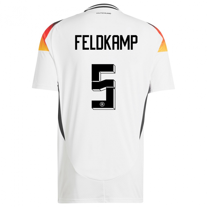 Hombre Camiseta Alemania Jana Feldkamp #5 Blanco 1ª Equipación 24-26 La Camisa Perú