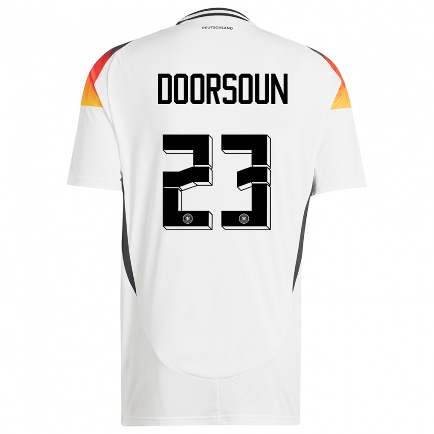 Hombre Camiseta Alemania Sara Doorsoun #23 Blanco 1ª Equipación 24-26 La Camisa Perú