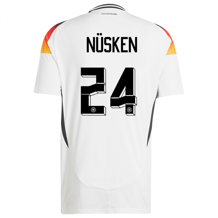 Hombre Camiseta Alemania Sjoeke Nusken #24 Blanco 1ª Equipación 24-26 La Camisa Perú