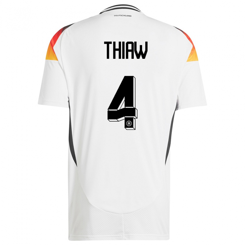 Hombre Camiseta Alemania Malick Thiaw #4 Blanco 1ª Equipación 24-26 La Camisa Perú