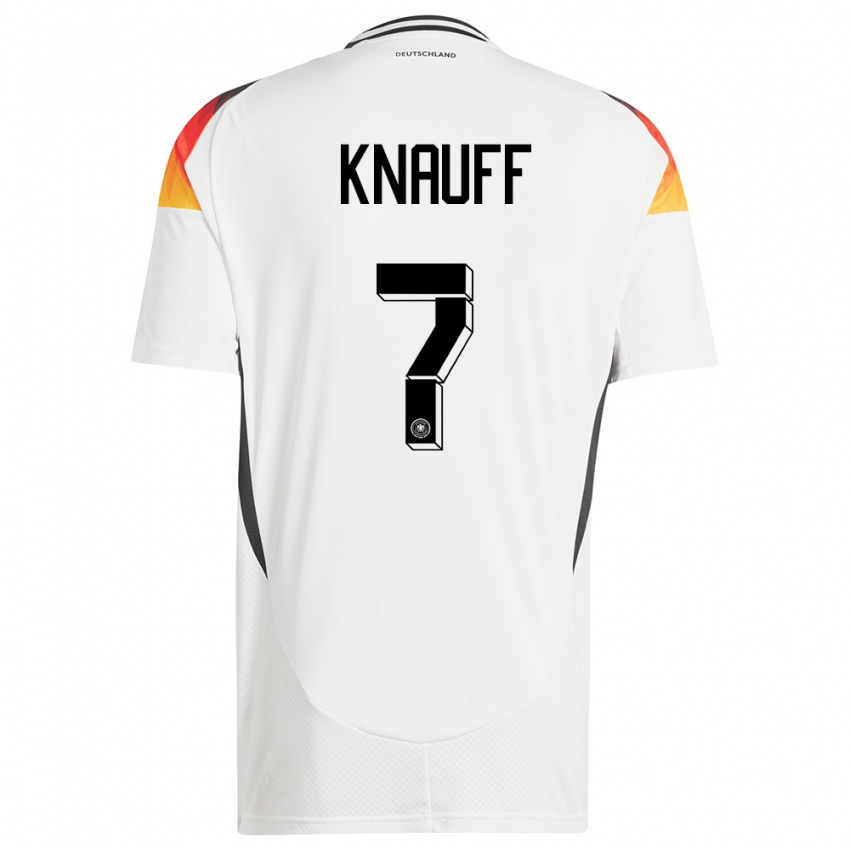 Hombre Camiseta Alemania Ansgar Knauff #7 Blanco 1ª Equipación 24-26 La Camisa Perú