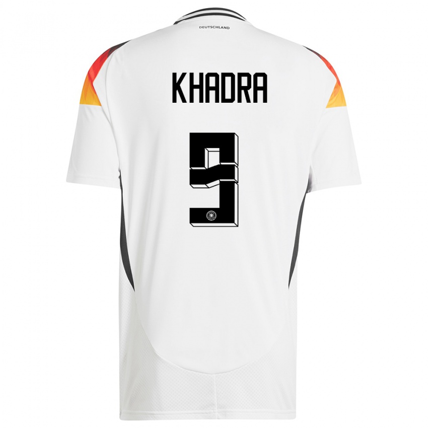 Hombre Camiseta Alemania Reda Khadra #9 Blanco 1ª Equipación 24-26 La Camisa Perú