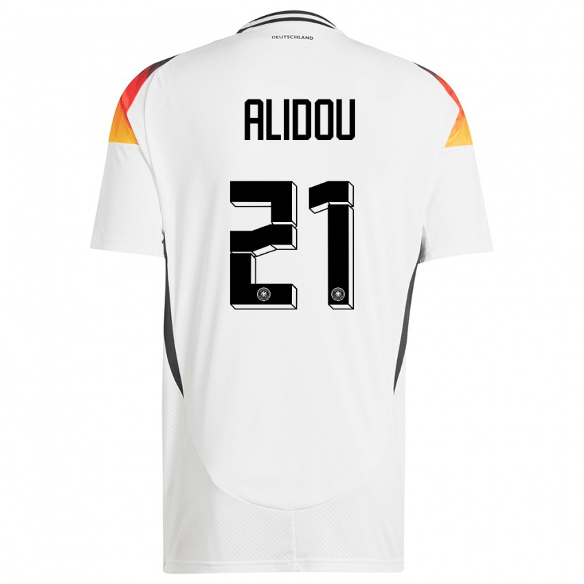 Hombre Camiseta Alemania Faride Alidou #21 Blanco 1ª Equipación 24-26 La Camisa Perú