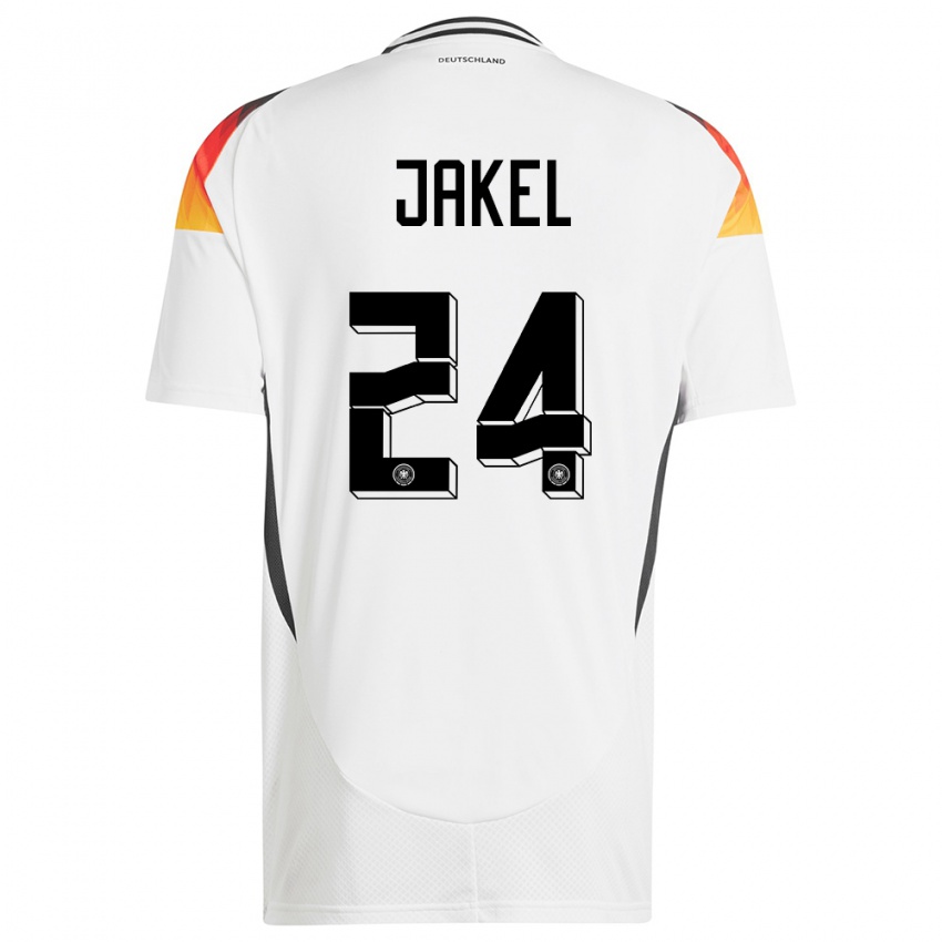 Hombre Camiseta Alemania Frederik Jakel #24 Blanco 1ª Equipación 24-26 La Camisa Perú