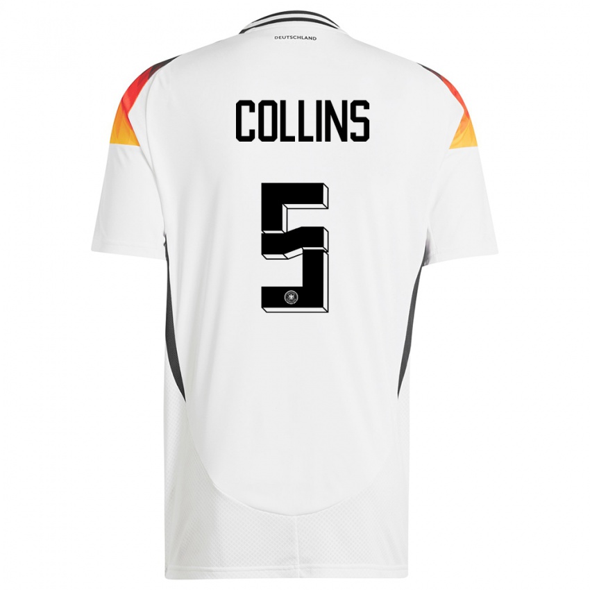 Hombre Camiseta Alemania Nnamdi Collins #5 Blanco 1ª Equipación 24-26 La Camisa Perú