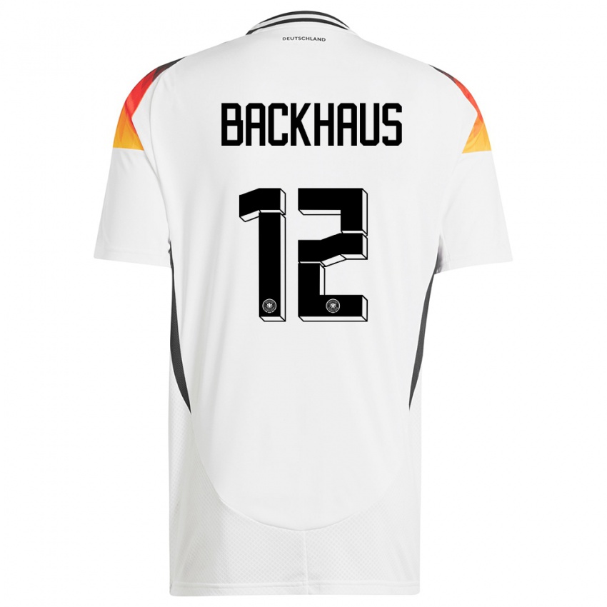 Hombre Camiseta Alemania Mio Backhaus #12 Blanco 1ª Equipación 24-26 La Camisa Perú