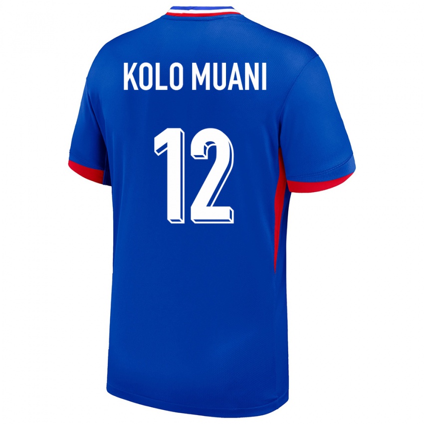 Hombre Camiseta Francia Randal Kolo Muani #12 Azul 1ª Equipación 24-26 La Camisa Perú