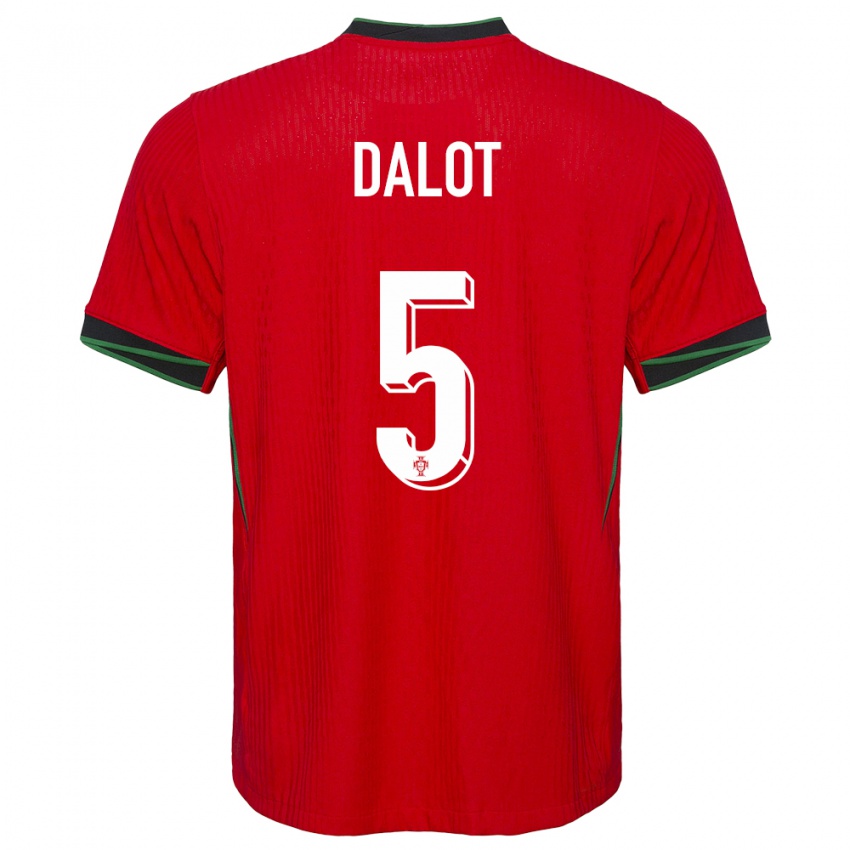 Hombre Camiseta Portugal Diogo Dalot #5 Rojo 1ª Equipación 24-26 La Camisa Perú