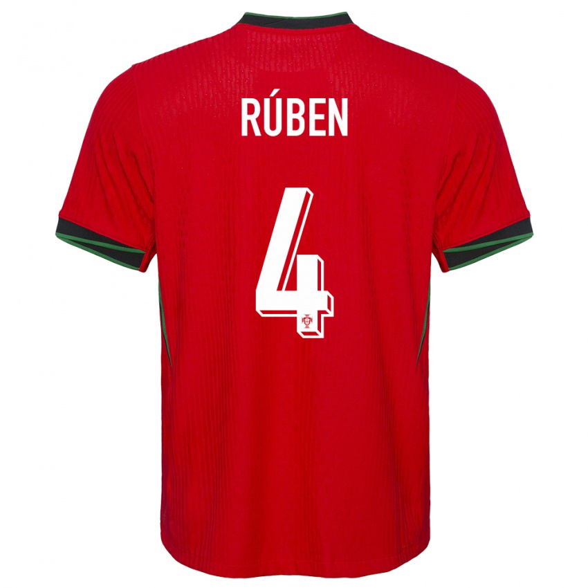 Hombre Camiseta Portugal Ruben Dias #4 Rojo 1ª Equipación 24-26 La Camisa Perú