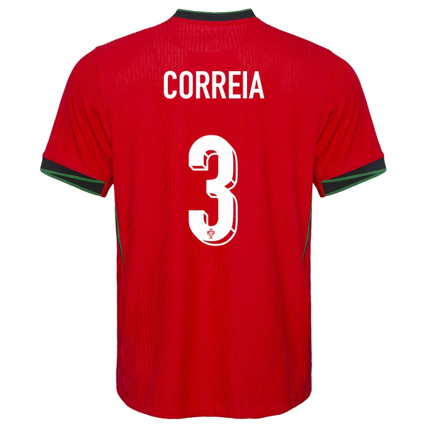 Hombre Camiseta Portugal Alicia Correia #3 Rojo 1ª Equipación 24-26 La Camisa Perú