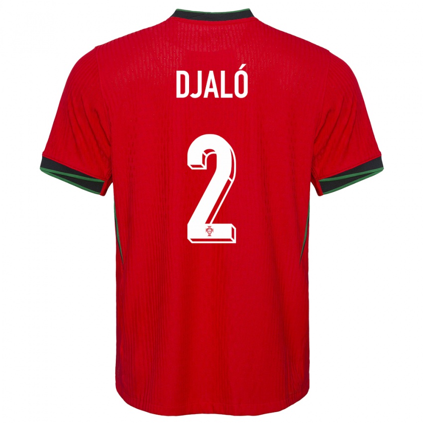 Hombre Camiseta Portugal Tiago Djalo #2 Rojo 1ª Equipación 24-26 La Camisa Perú