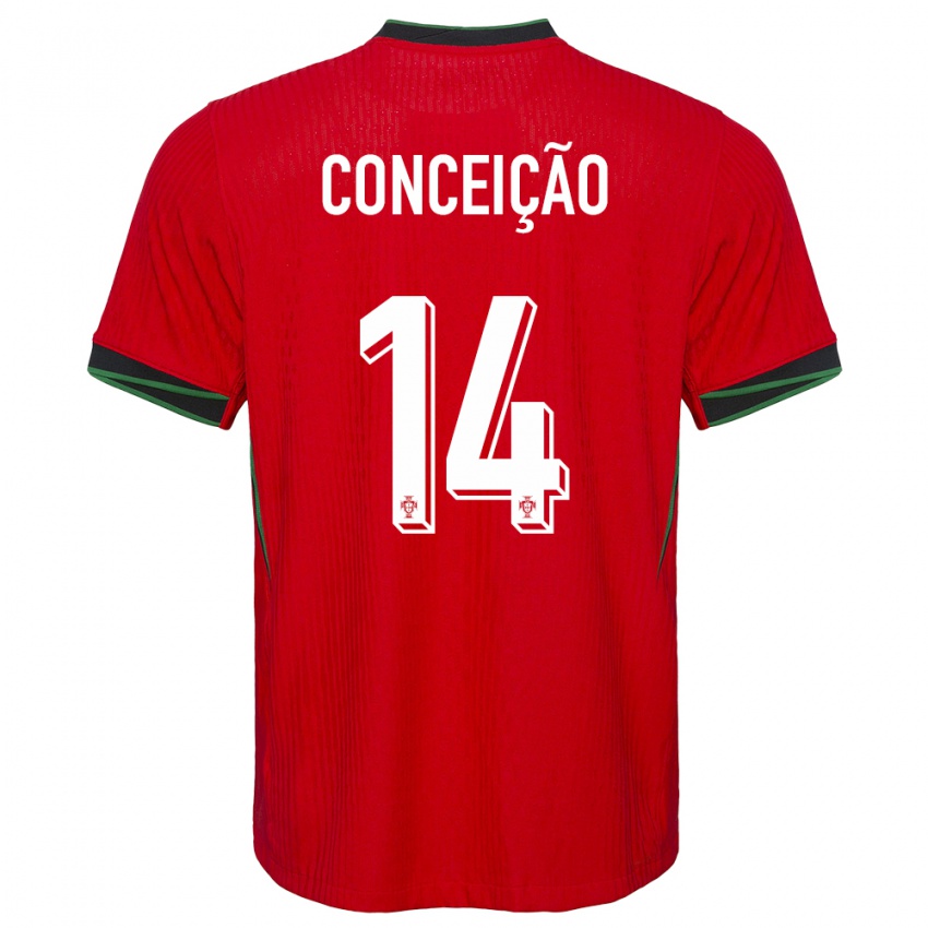 Hombre Camiseta Portugal Rodrigo Conceicao #14 Rojo 1ª Equipación 24-26 La Camisa Perú