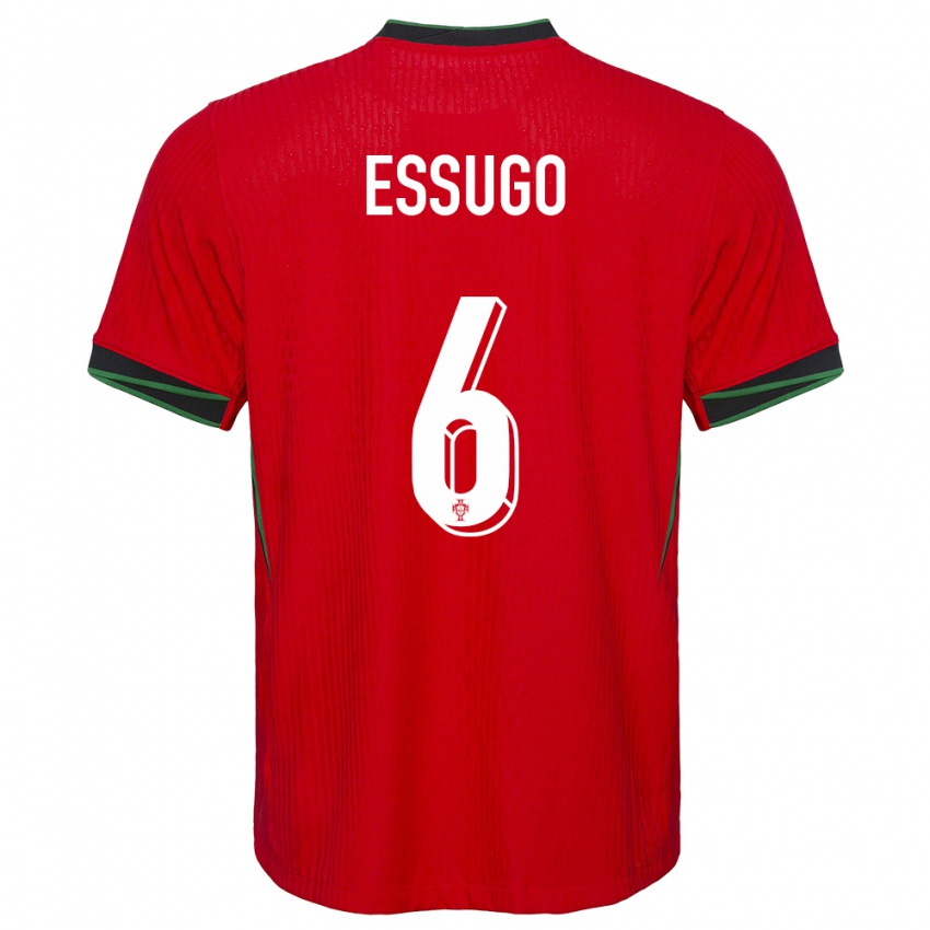 Hombre Camiseta Portugal Dario Essugo #6 Rojo 1ª Equipación 24-26 La Camisa Perú