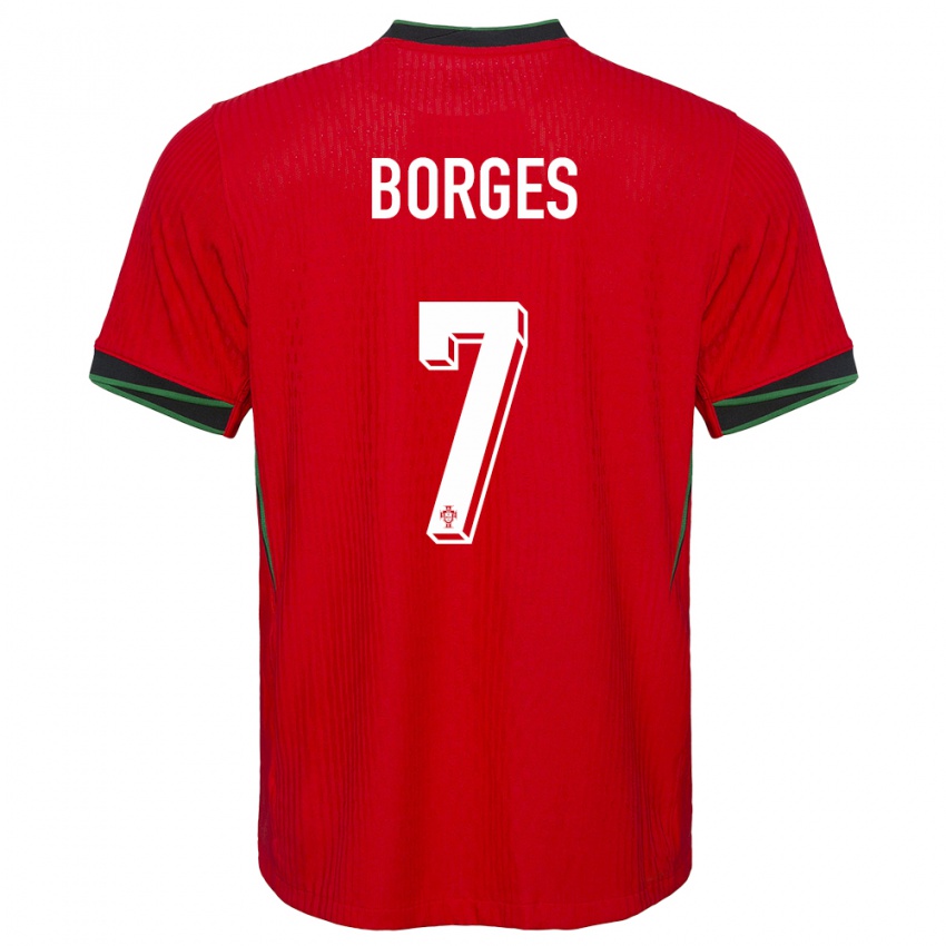 Hombre Camiseta Portugal Carlos Borges #7 Rojo 1ª Equipación 24-26 La Camisa Perú