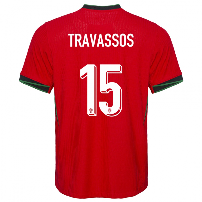 Hombre Camiseta Portugal Diogo Travassos #15 Rojo 1ª Equipación 24-26 La Camisa Perú