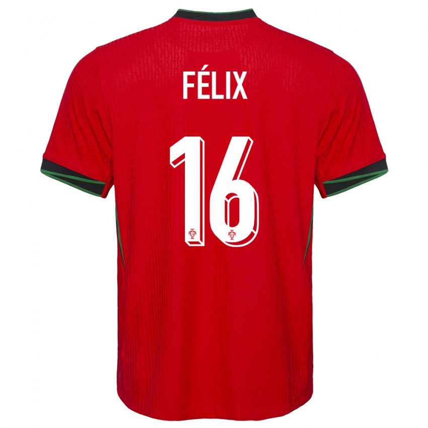 Hombre Camiseta Portugal Hugo Felix #16 Rojo 1ª Equipación 24-26 La Camisa Perú