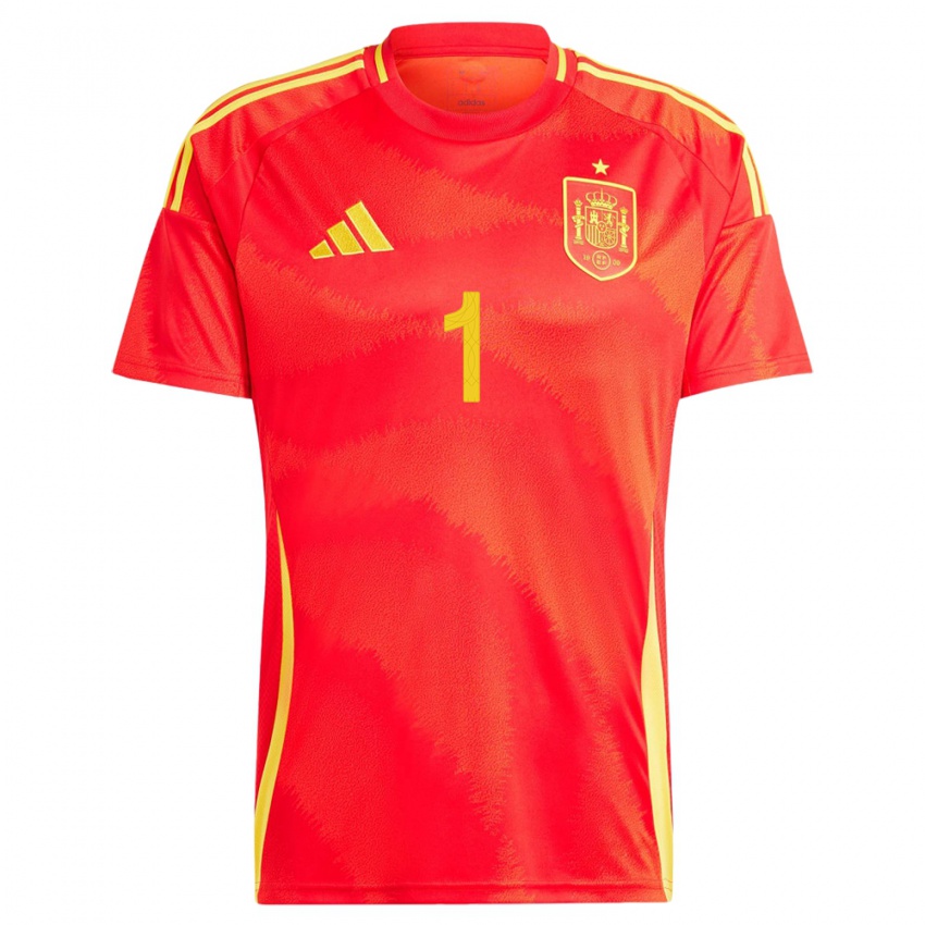 Hombre Camiseta España Ander Astralaga #1 Rojo 1ª Equipación 24-26 La Camisa Perú