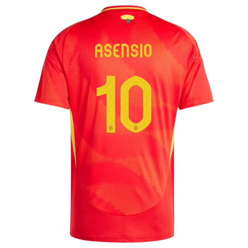 Hombre Camiseta España Marco Asensio #10 Rojo 1ª Equipación 24-26 La Camisa Perú
