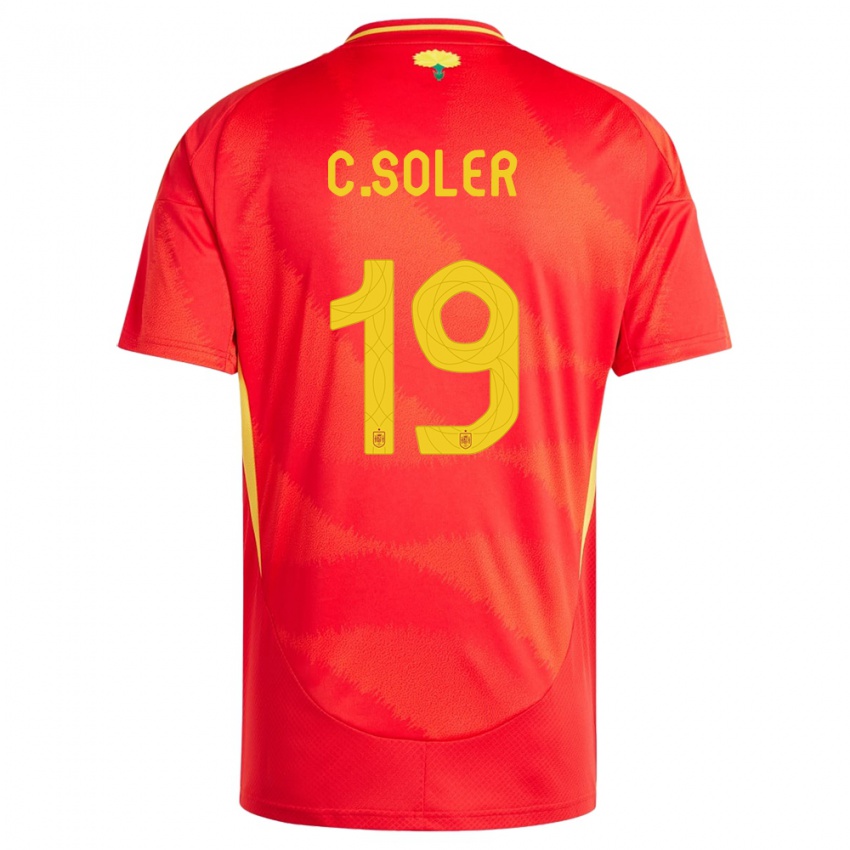 Hombre Camiseta España Carlos Soler #19 Rojo 1ª Equipación 24-26 La Camisa Perú