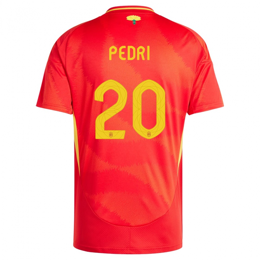 Hombre Camiseta España Pedri #20 Rojo 1ª Equipación 24-26 La Camisa Perú