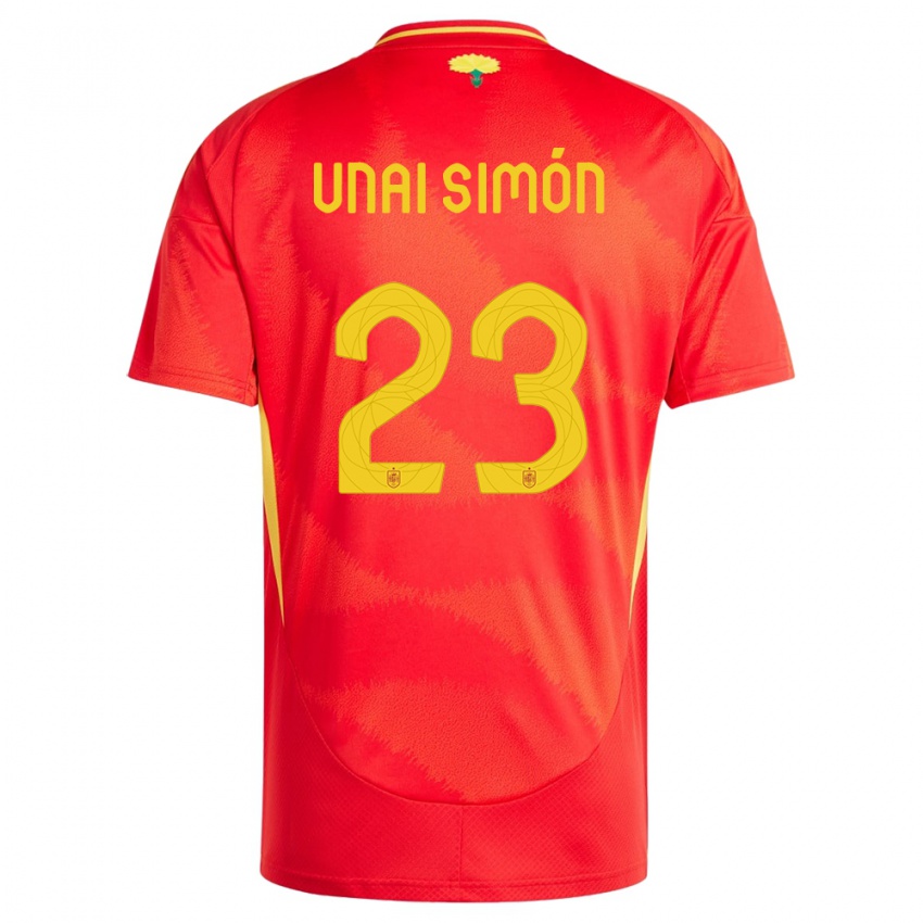 Hombre Camiseta España Unai Simon #23 Rojo 1ª Equipación 24-26 La Camisa Perú