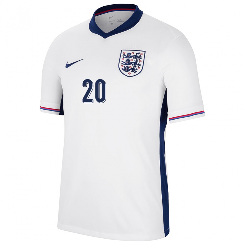 Hombre Camiseta Inglaterra Demi Stokes #20 Blanco 1ª Equipación 24-26 La Camisa Perú