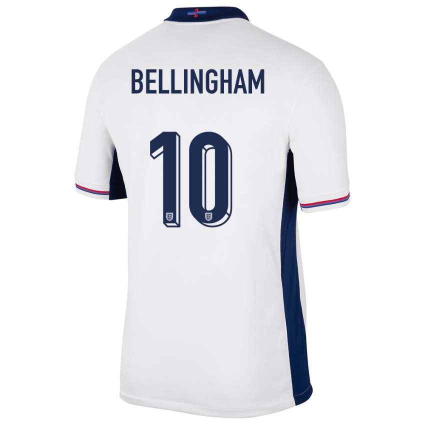 Hombre Camiseta Inglaterra Jude Bellingham #10 Blanco 1ª Equipación 24-26 La Camisa Perú