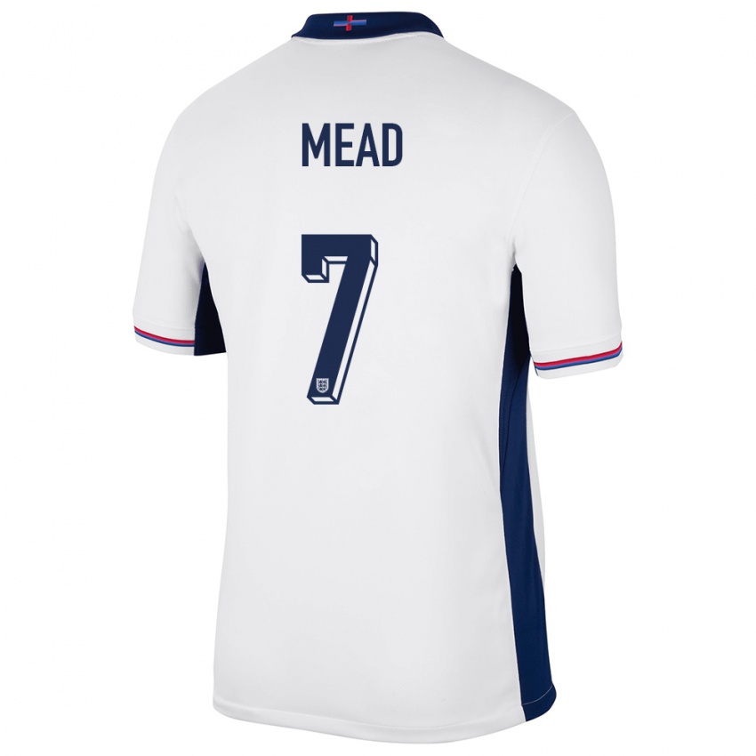 Hombre Camiseta Inglaterra Beth Mead #7 Blanco 1ª Equipación 24-26 La Camisa Perú