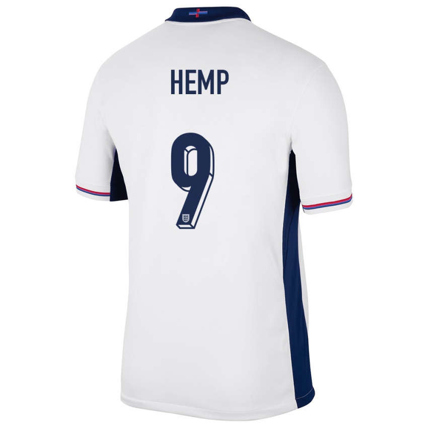 Hombre Camiseta Inglaterra Lauren Hemp #9 Blanco 1ª Equipación 24-26 La Camisa Perú