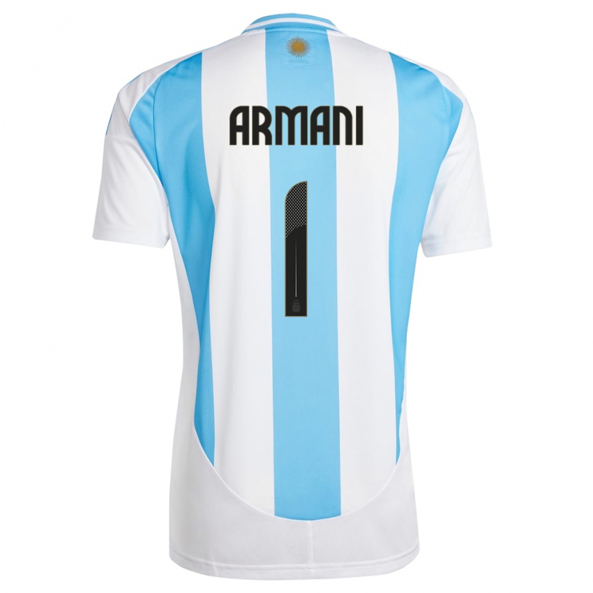 Hombre Camiseta Argentina Franco Armani #1 Blanco Azul 1ª Equipación 24-26 La Camisa Perú