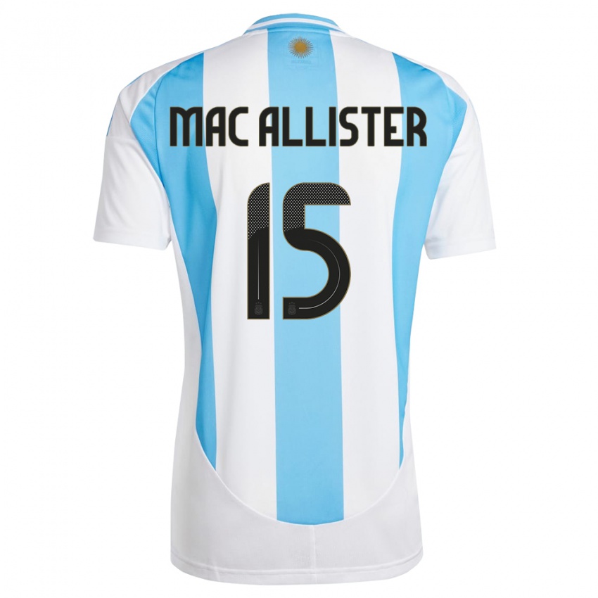 Hombre Camiseta Argentina Alexis Mac Allister #15 Blanco Azul 1ª Equipación 24-26 La Camisa Perú