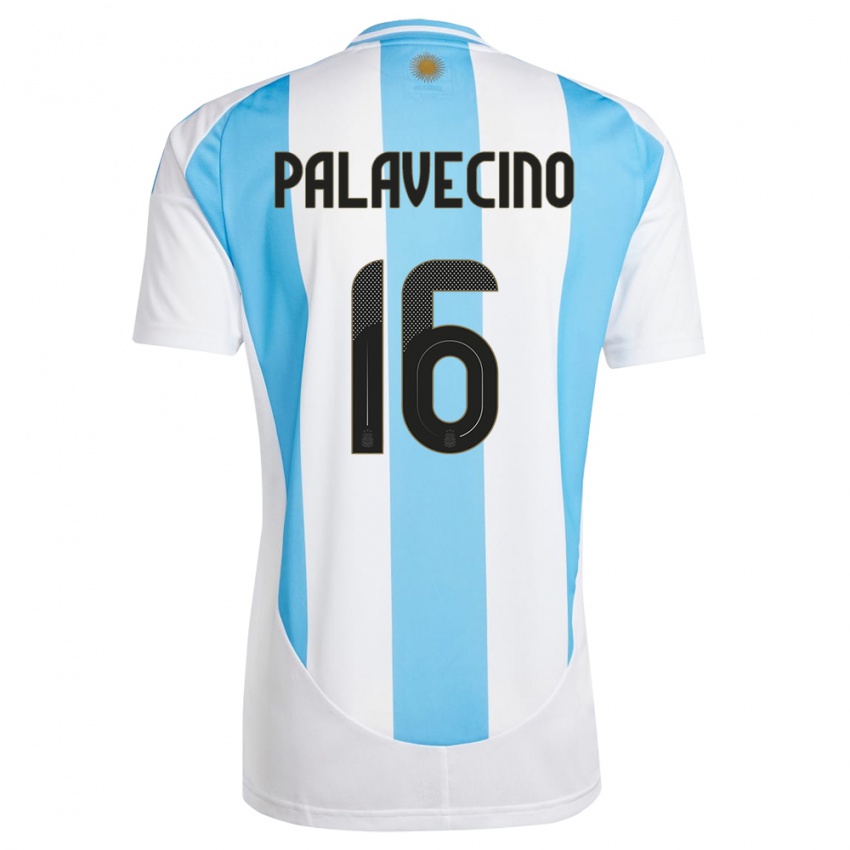 Hombre Camiseta Argentina Nicolas Palavecino #16 Blanco Azul 1ª Equipación 24-26 La Camisa Perú