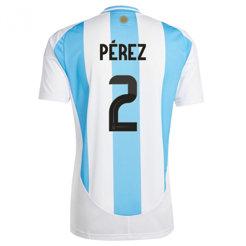 Hombre Camiseta Argentina Nehuen Perez #2 Blanco Azul 1ª Equipación 24-26 La Camisa Perú