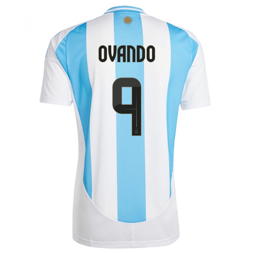 Hombre Camiseta Argentina Lautaro Ovando #9 Blanco Azul 1ª Equipación 24-26 La Camisa Perú