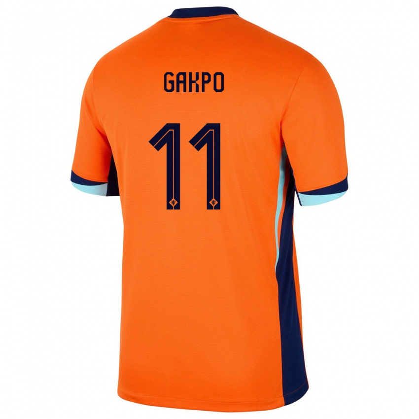 Hombre Camiseta Países Bajos Cody Gakpo #11 Naranja 1ª Equipación 24-26 La Camisa Perú