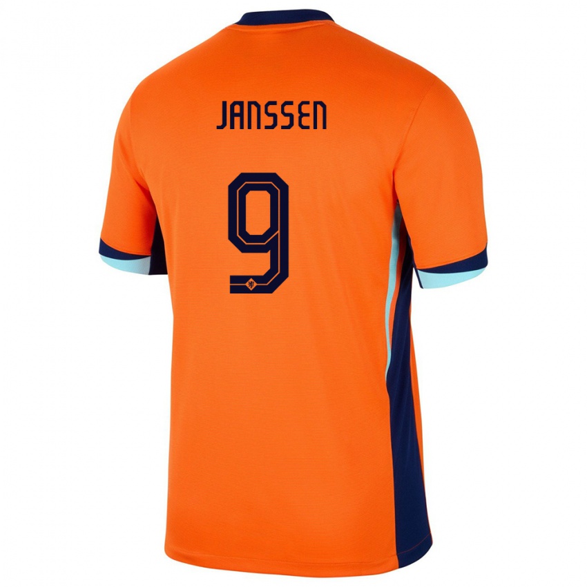 Hombre Camiseta Países Bajos Vincent Janssen #9 Naranja 1ª Equipación 24-26 La Camisa Perú