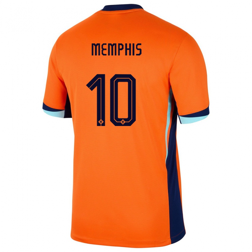 Hombre Camiseta Países Bajos Memphis Depay #10 Naranja 1ª Equipación 24-26 La Camisa Perú