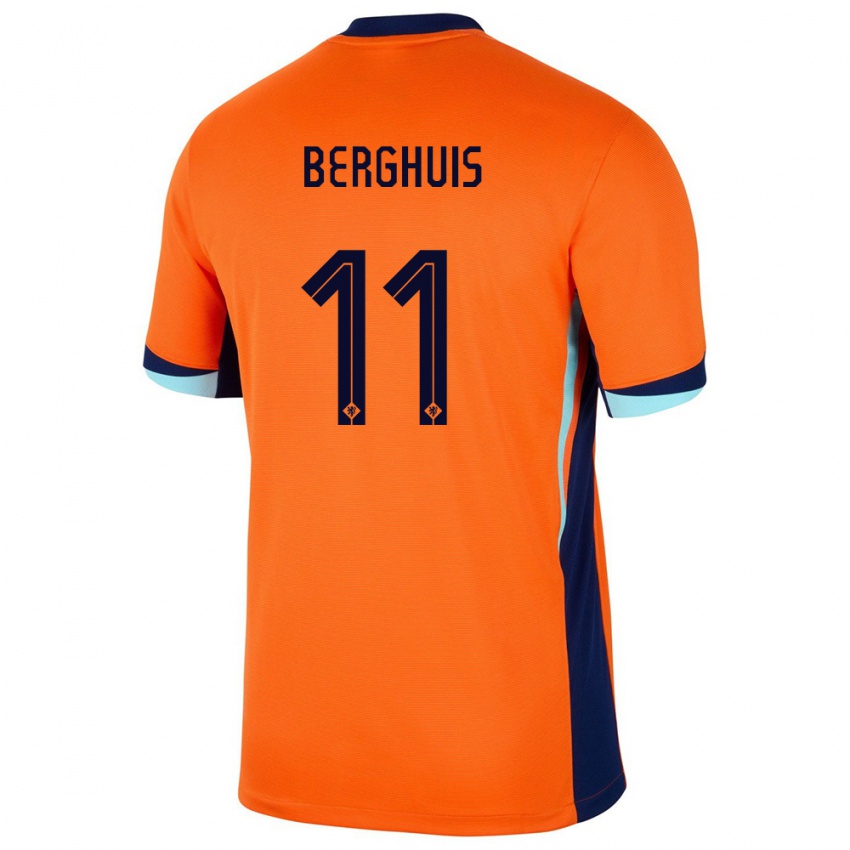 Hombre Camiseta Países Bajos Steven Berghuis #11 Naranja 1ª Equipación 24-26 La Camisa Perú