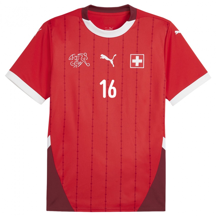 Hombre Camiseta Suiza Christian Fassnacht #16 Rojo 1ª Equipación 24-26 La Camisa Perú