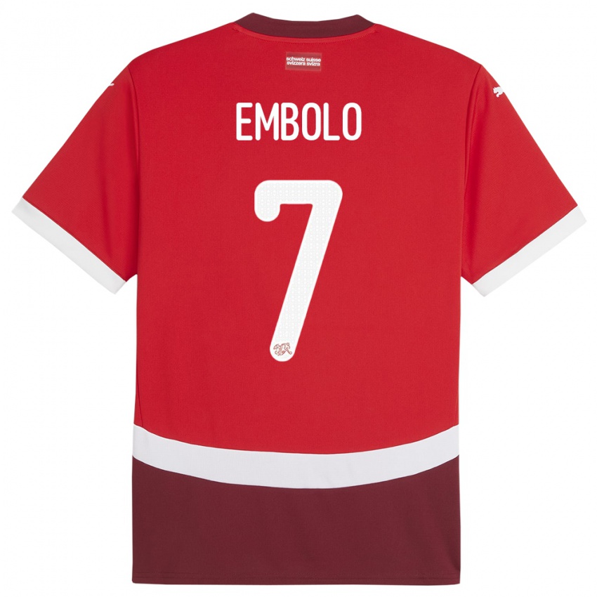 Hombre Camiseta Suiza Breel Embolo #7 Rojo 1ª Equipación 24-26 La Camisa Perú