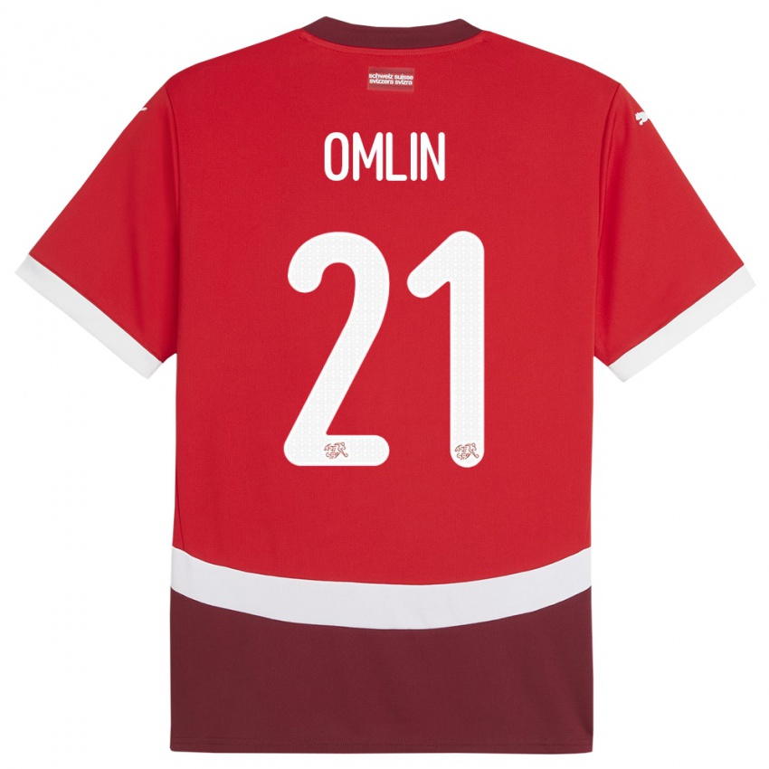 Hombre Camiseta Suiza Jonas Omlin #21 Rojo 1ª Equipación 24-26 La Camisa Perú