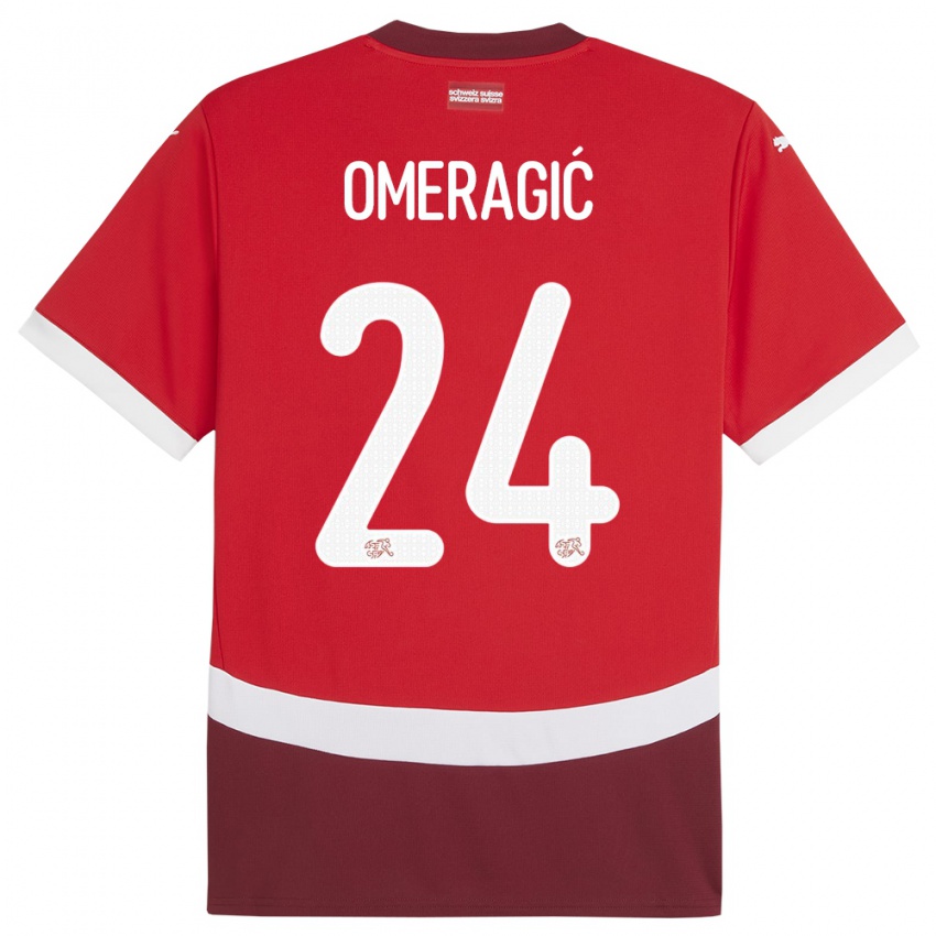 Hombre Camiseta Suiza Becir Omeragic #24 Rojo 1ª Equipación 24-26 La Camisa Perú