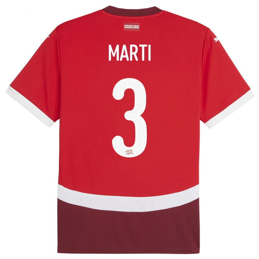 Hombre Camiseta Suiza Lara Marti #3 Rojo 1ª Equipación 24-26 La Camisa Perú