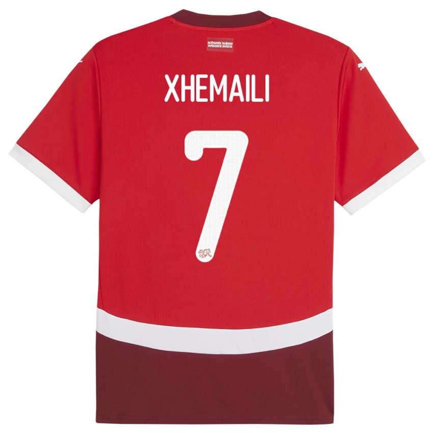 Hombre Camiseta Suiza Riola Xhemaili #7 Rojo 1ª Equipación 24-26 La Camisa Perú