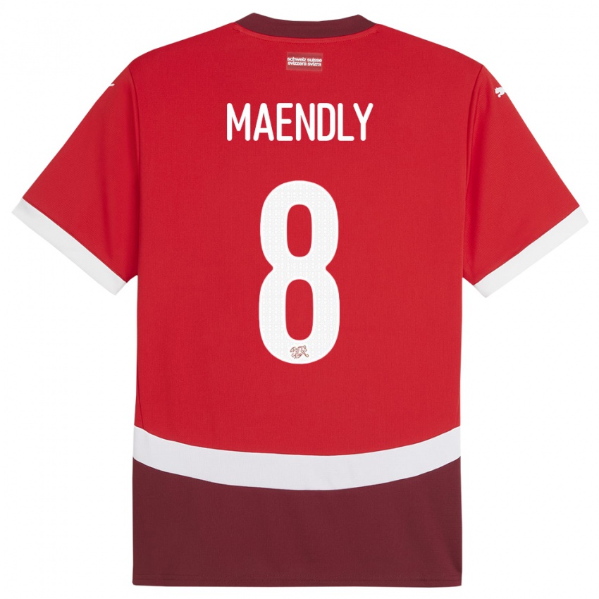 Hombre Camiseta Suiza Sandy Maendly #8 Rojo 1ª Equipación 24-26 La Camisa Perú