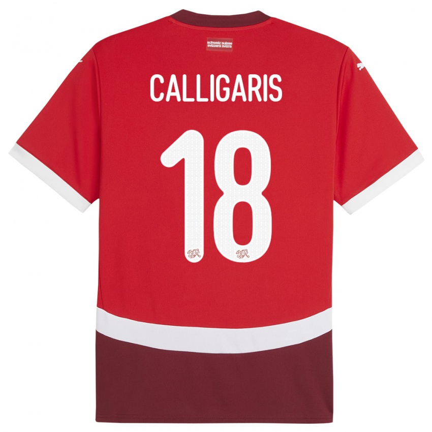 Hombre Camiseta Suiza Viola Calligaris #18 Rojo 1ª Equipación 24-26 La Camisa Perú