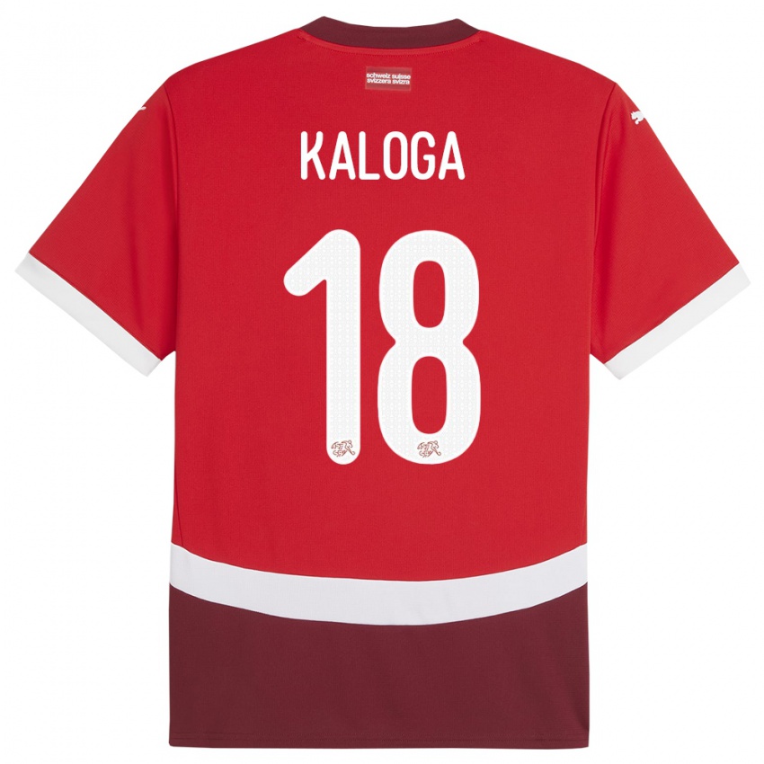 Hombre Camiseta Suiza Issa Kaloga #18 Rojo 1ª Equipación 24-26 La Camisa Perú